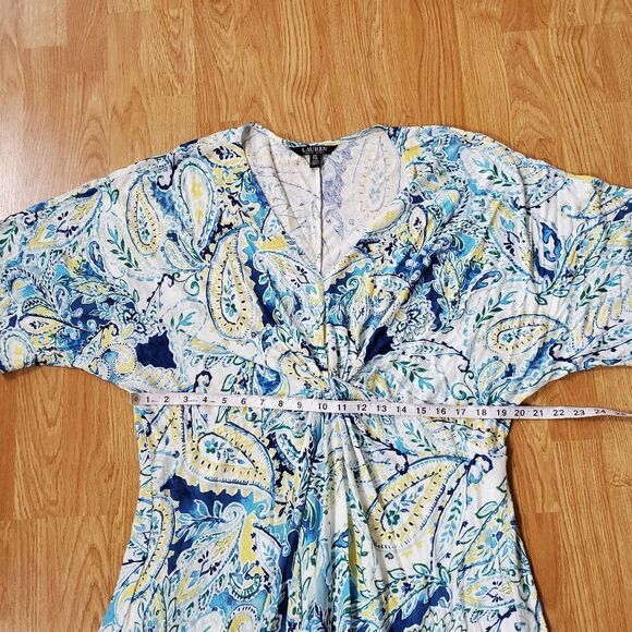 Lauren Ralph Lauren Paisley Linen-Blend Jersey Dress sz 2x - Picture 9 of 12